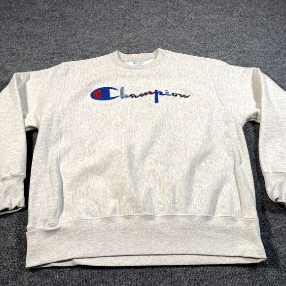 Champion Reverse Weave Mens Large Oversized Sweatshirt Crew Neck Large Graphic - Picture 2 of 8
